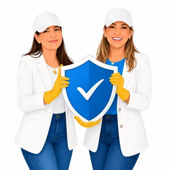 Luxors Cleaning team holding a trust shield
